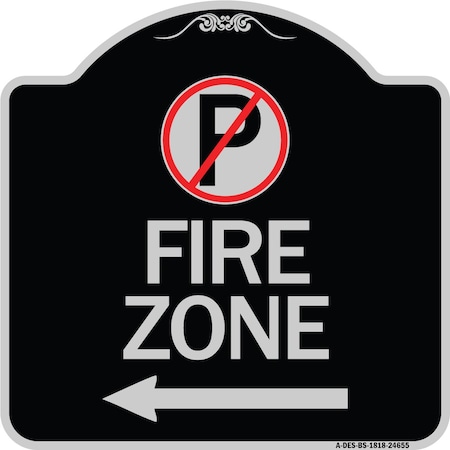 Signmission No Parking Symbol and Left Arrow Heavy-Gauge Aluminum Architectural Sign, 18" x 18", BS-1818-24655 A-DES-BS-1818-24655